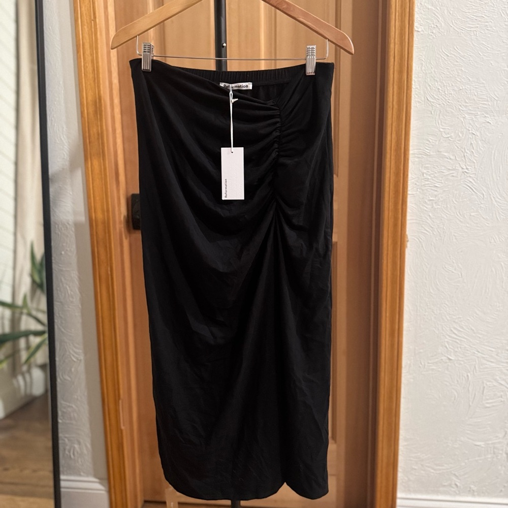 NWT Reformation Black Dunne Skirt